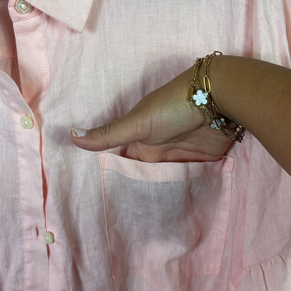 NWT Lord & Taylor Woman 100% Linen Button Down Tunic Shirt Bell Sleeves size 3X - Picture 3 of 10